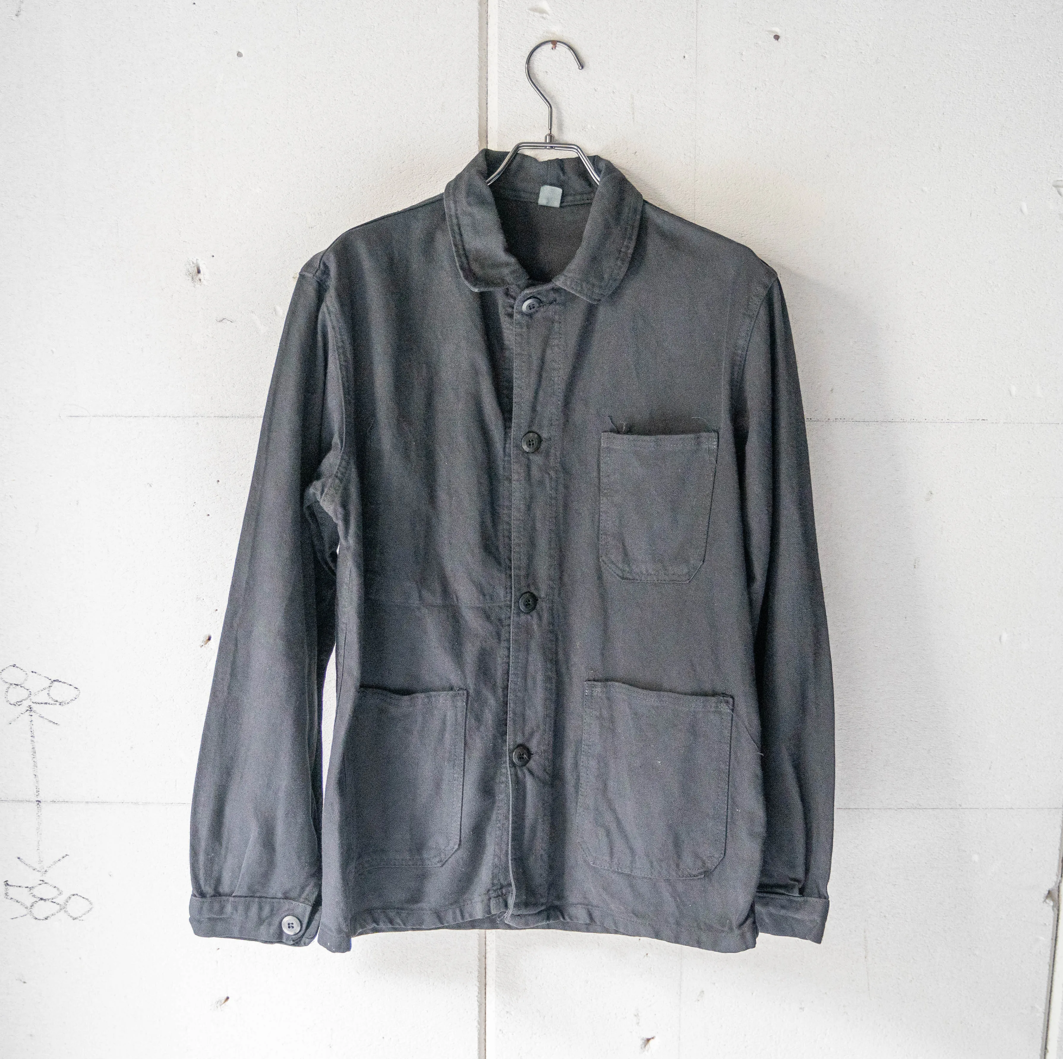 1960-70s France cotton twill work jacket 'black dyed' -4