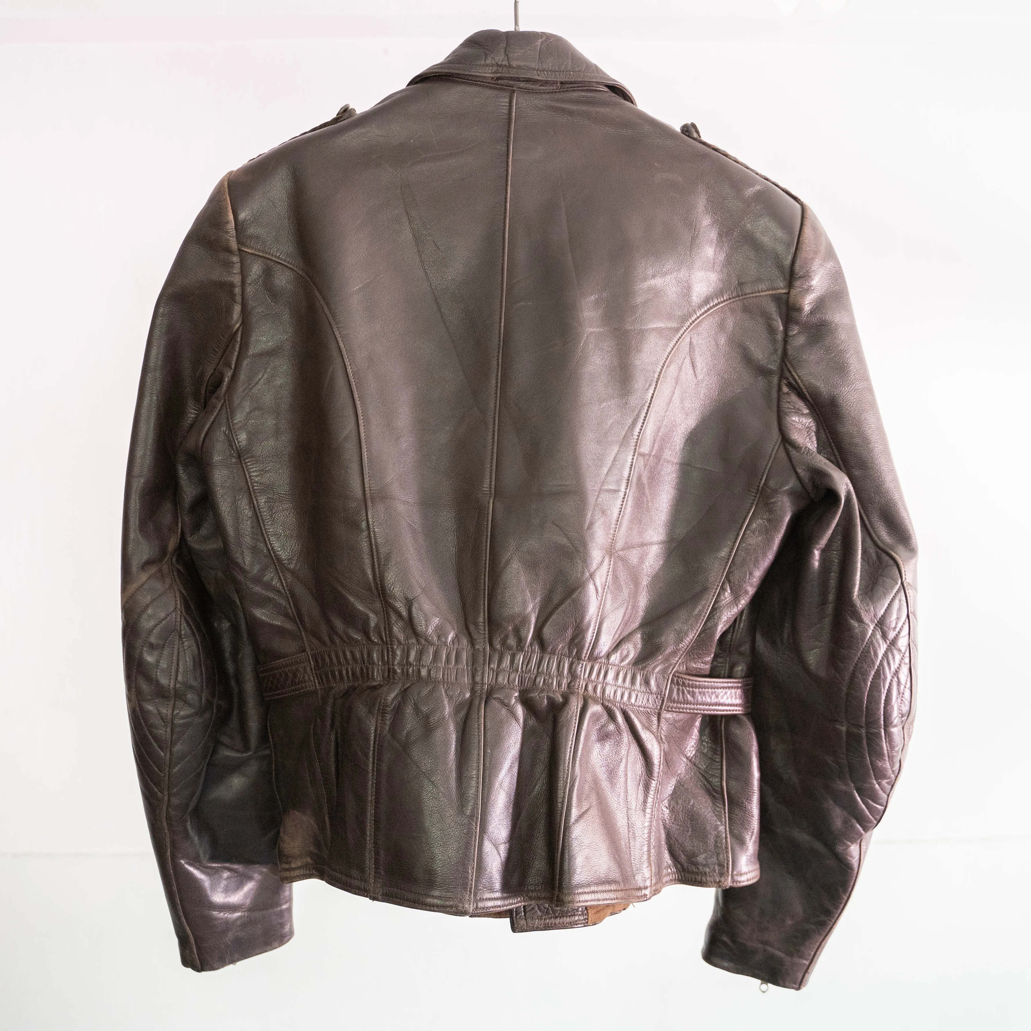 1960-70s Germany motorcycle brown leather short jacket 'with four pocket'