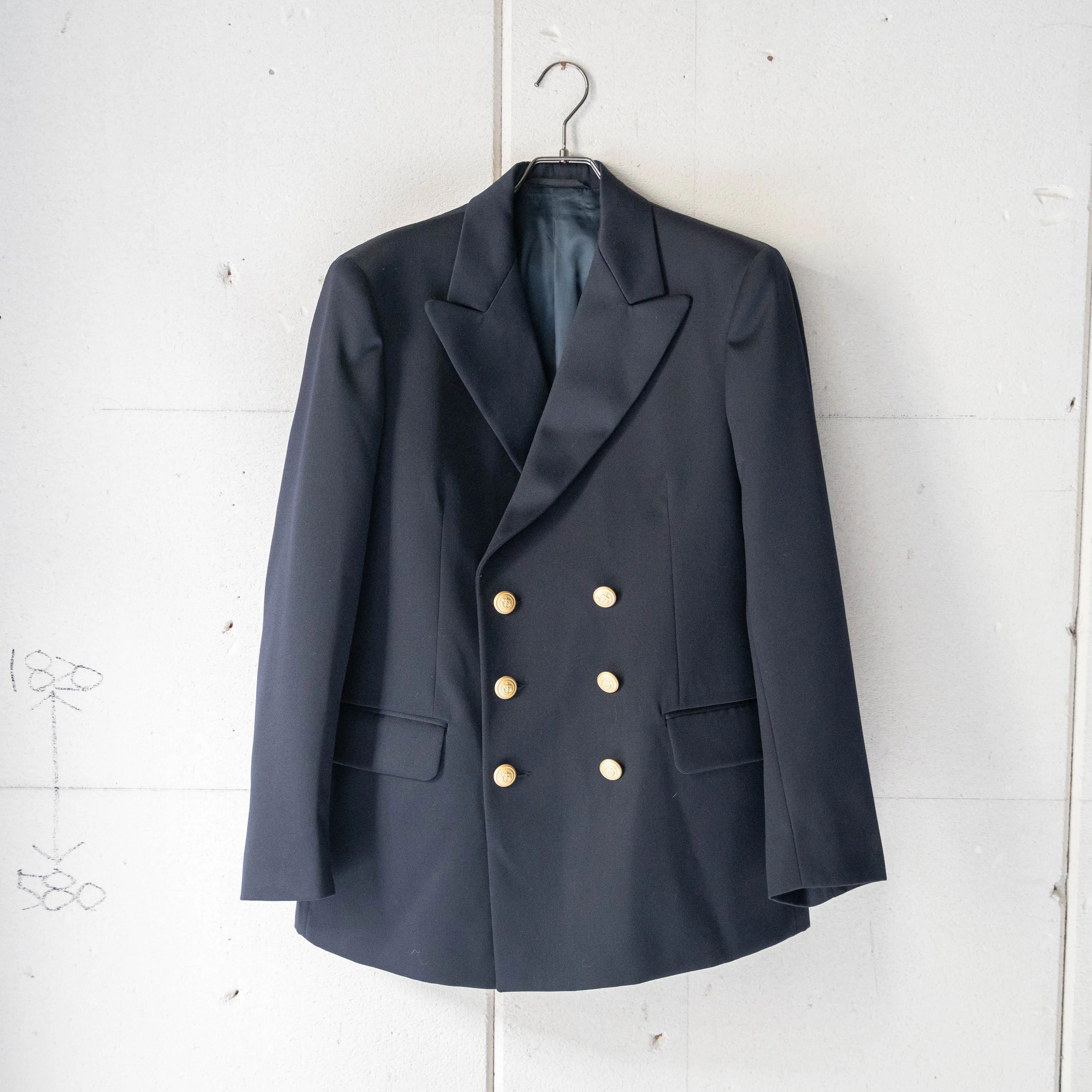 1990-00s Italian military dark navy double breasted tailored jacket 'dead stock'