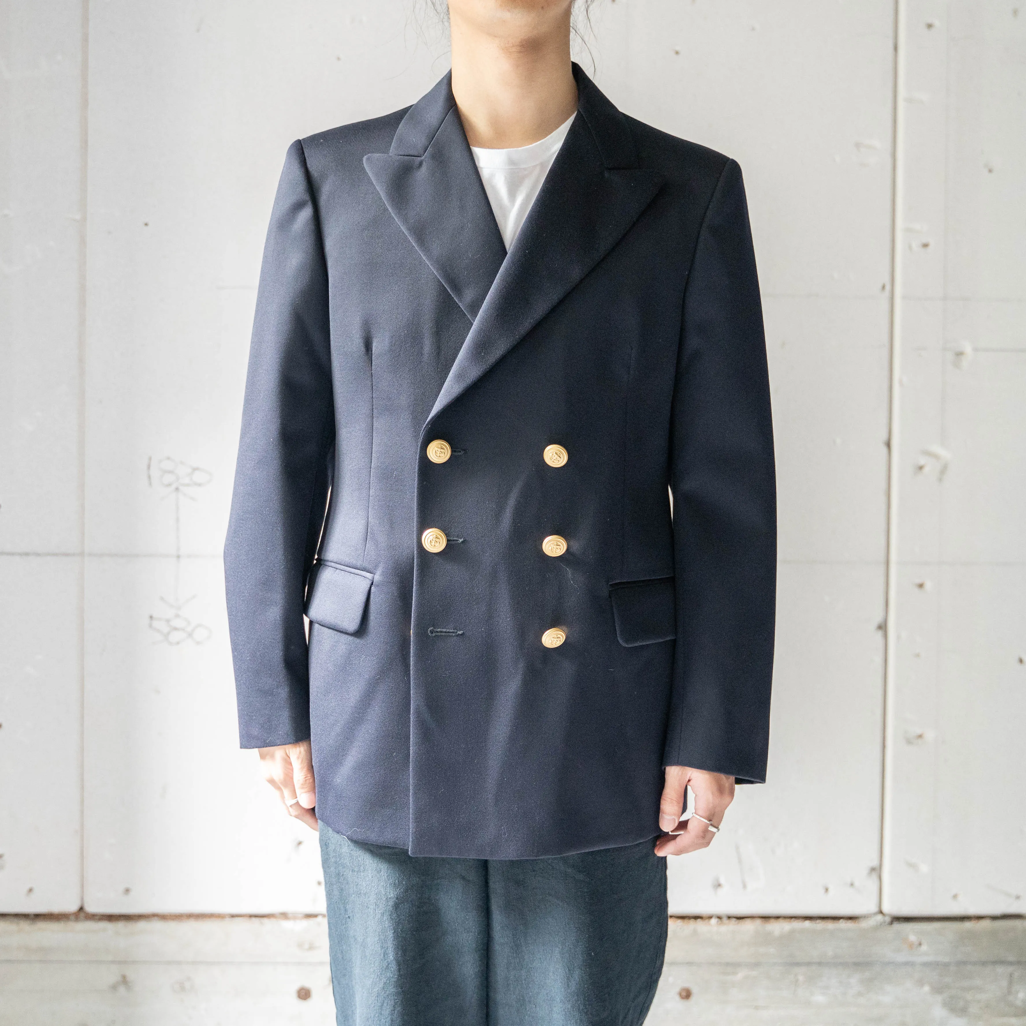 1990-00s Italian military dark navy double breasted tailored jacket 'dead stock'