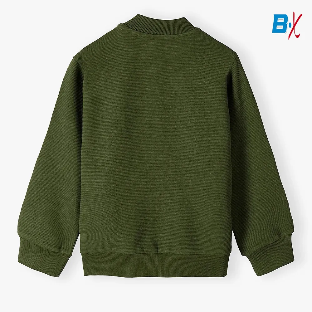 5.10.15 Dino Badge Ottoman Green Mock Neck Zipper 10132