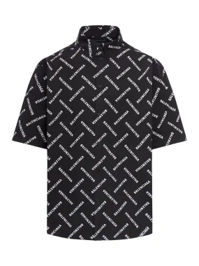 All Over Logo Button-Down Short Sleeve Shirt