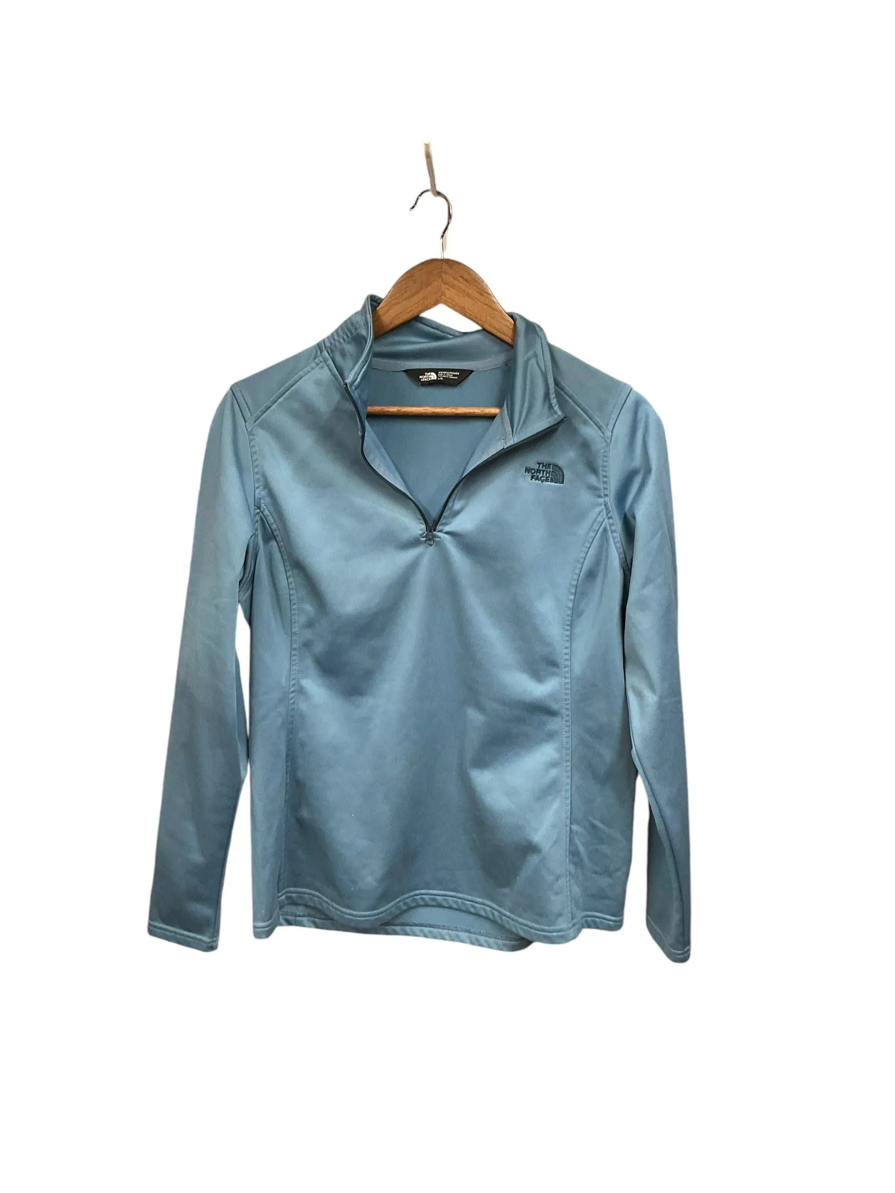 Athletic Top Long Sleeve Collar By The North Face In Blue, Size: L