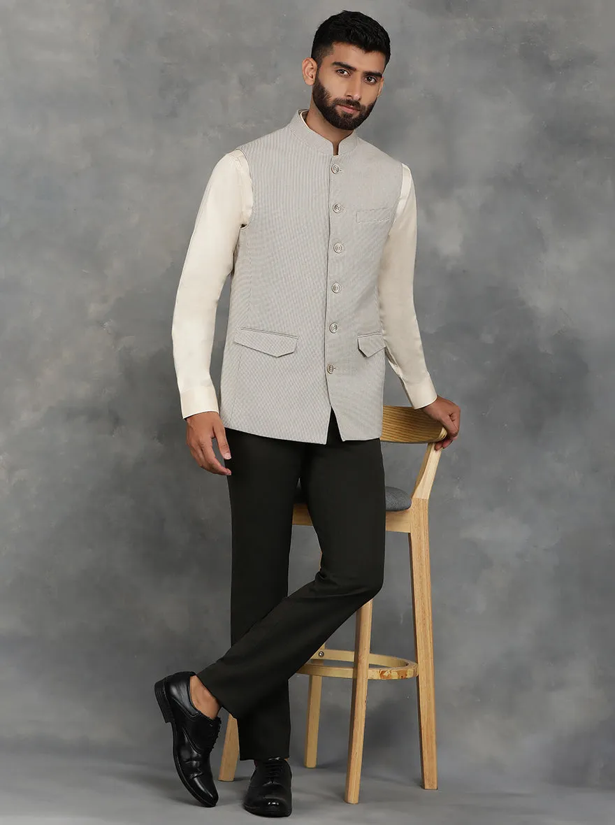 Beige Checked Regular Fit Modi Jacket | JadeBlue