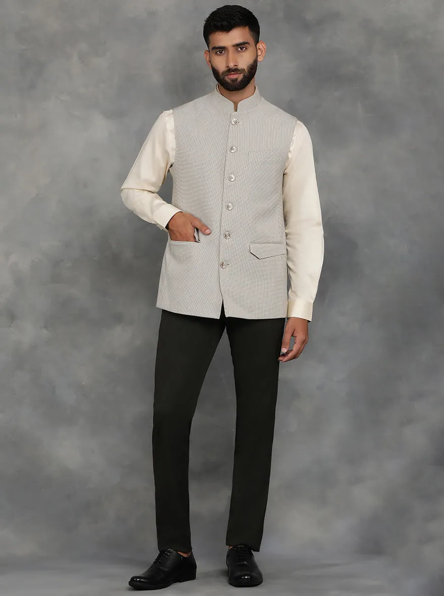 Beige Checked Regular Fit Modi Jacket | JadeBlue