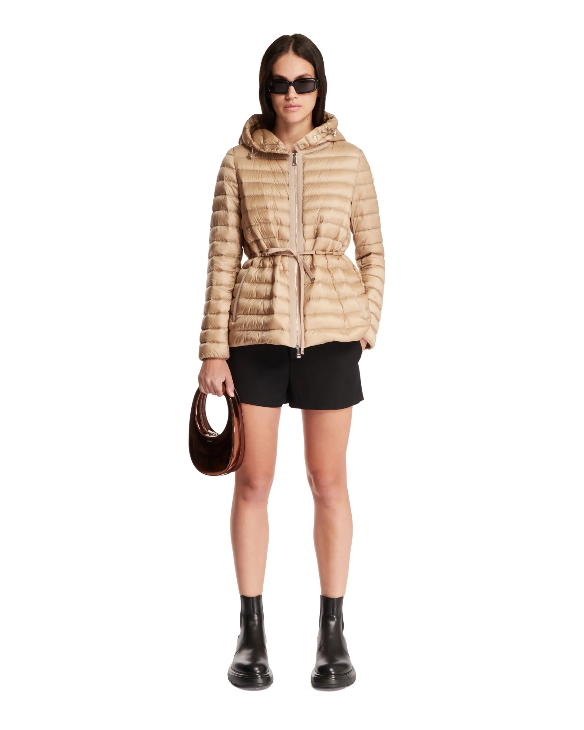 Beige Raie Short Down Jacket