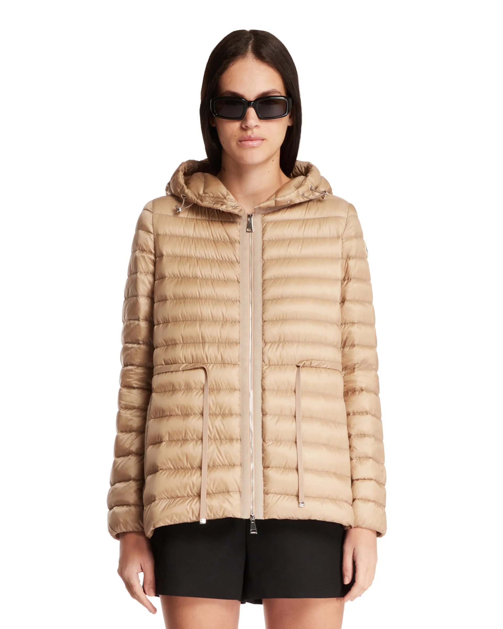 Beige Raie Short Down Jacket