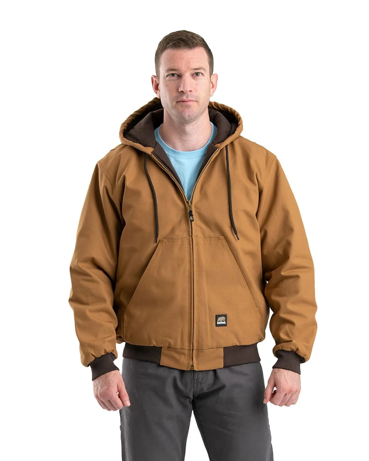 Berne Apparel Mens Heritage Duck Hooded Active Brown Duck 100% Cotton Jacket