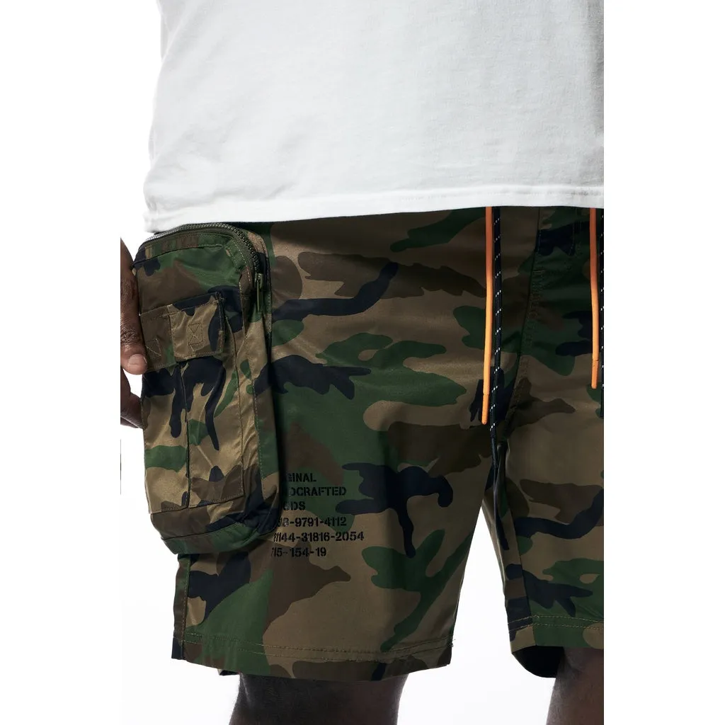 Big and Tall - Printed Utility Lounge Windbreaker Shorts - Wood Camo