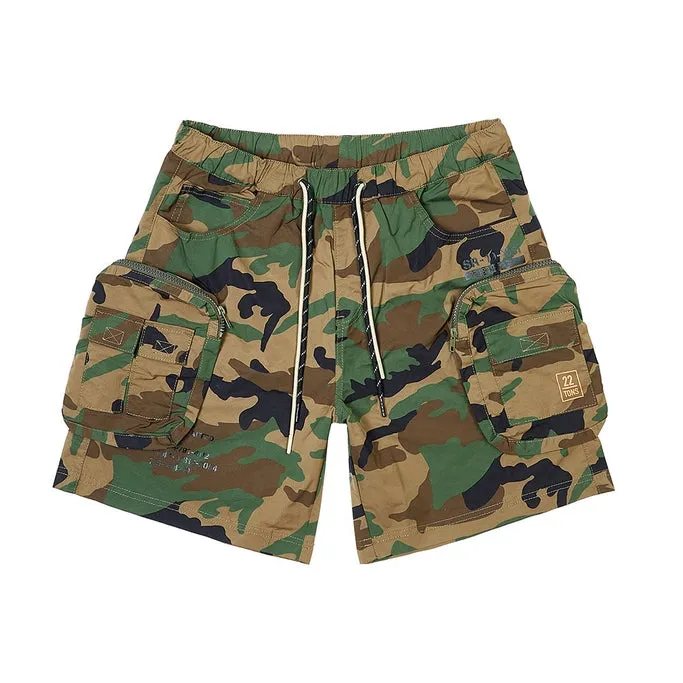 Big and Tall - Printed Utility Lounge Windbreaker Shorts - Wood Camo