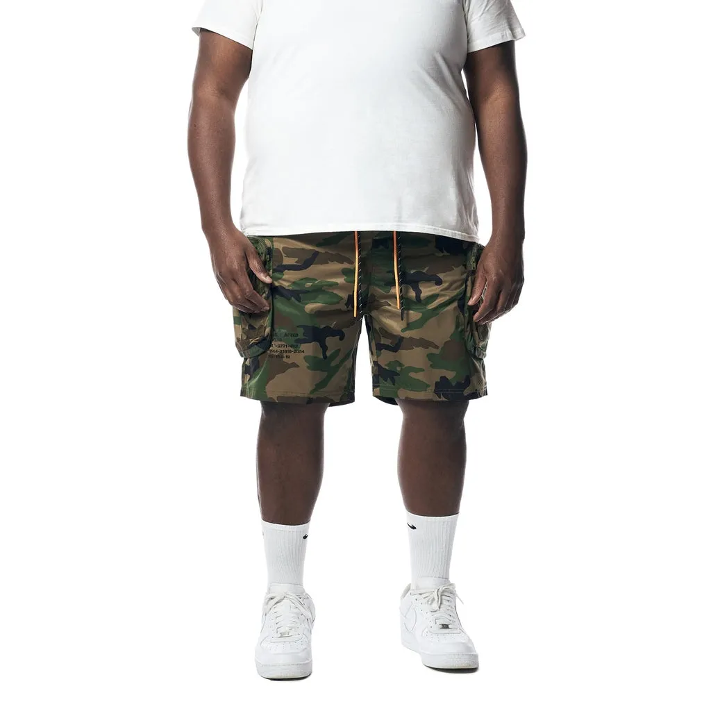 Big and Tall - Printed Utility Lounge Windbreaker Shorts - Wood Camo