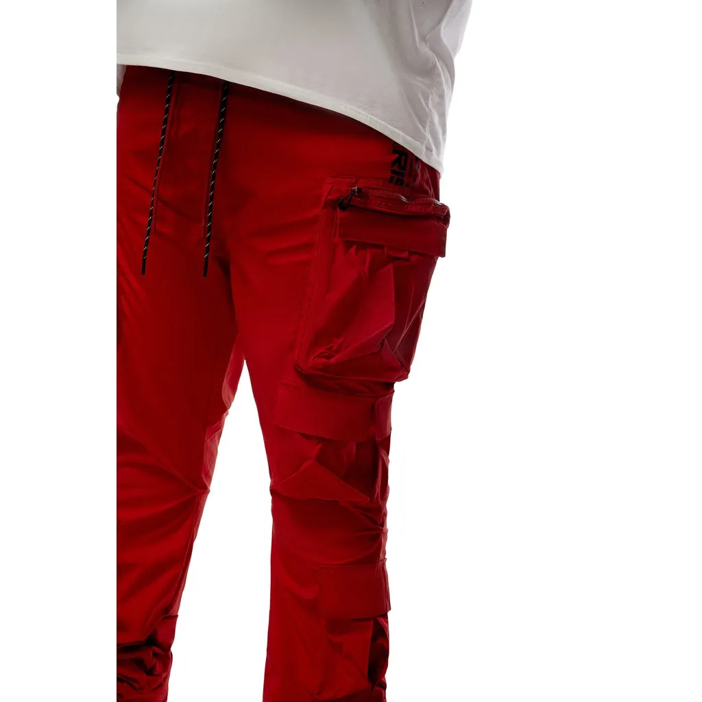 Big And Tall Stacked Windbreaker Utility Pants - Red