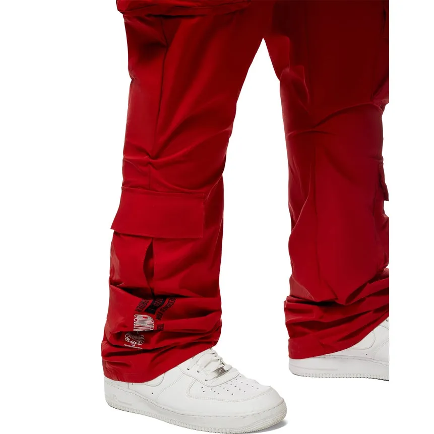 Big And Tall Stacked Windbreaker Utility Pants - Red