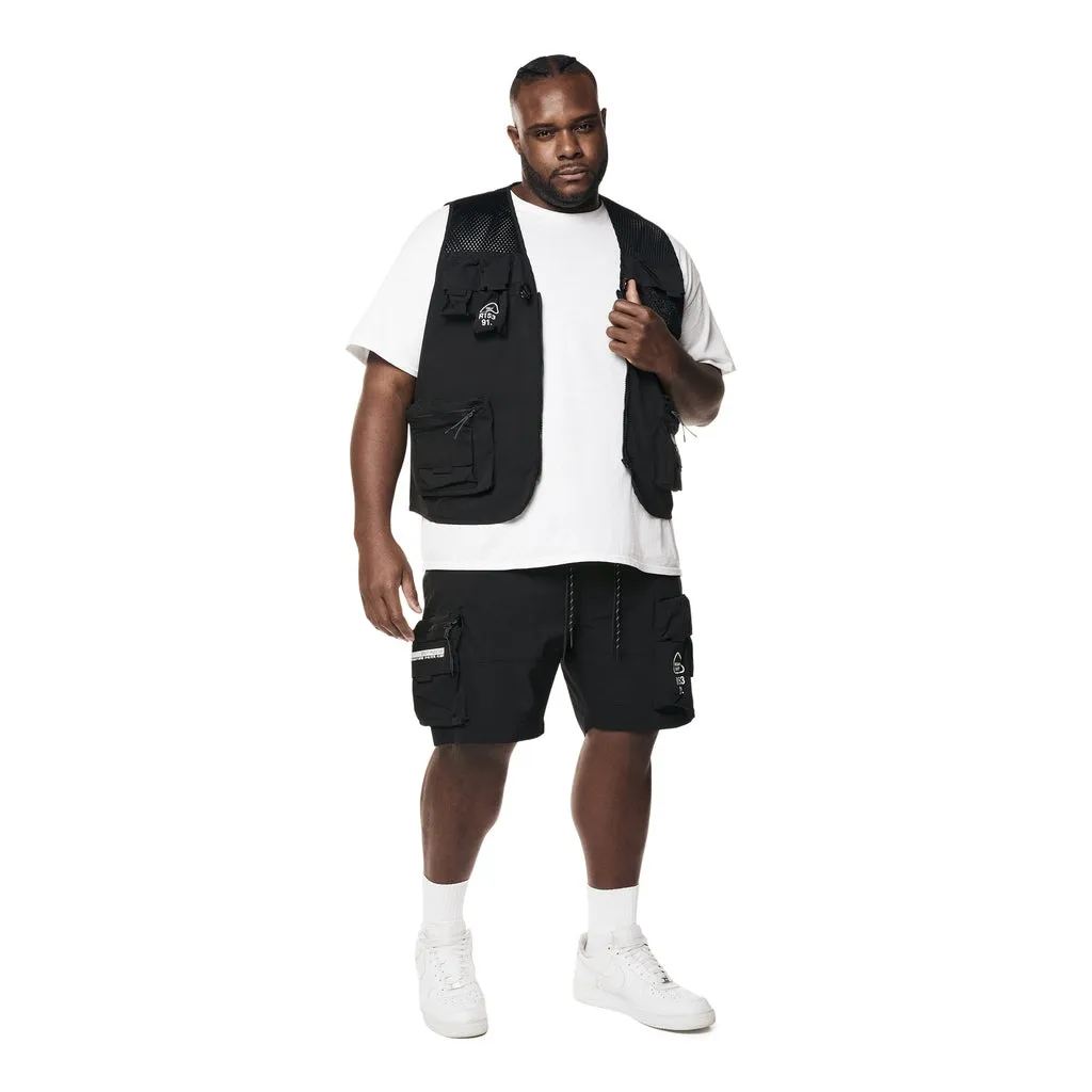 Big and Tall - Utility Windbreaker Cargo Shorts - Black