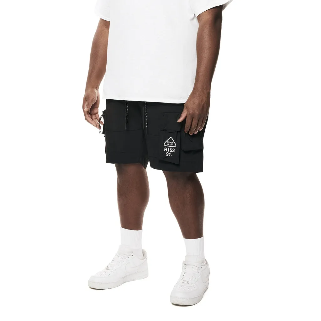 Big and Tall - Utility Windbreaker Cargo Shorts - Black