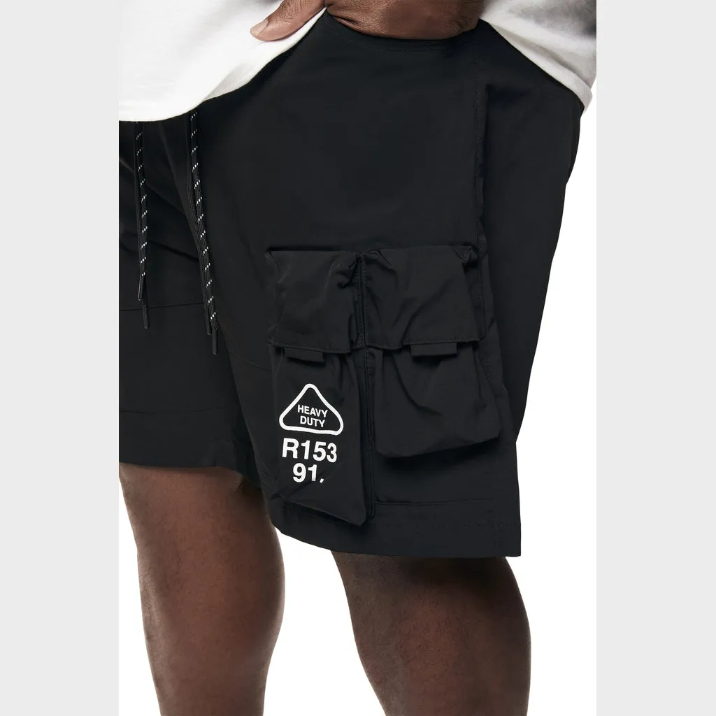 Big and Tall - Utility Windbreaker Cargo Shorts - Black