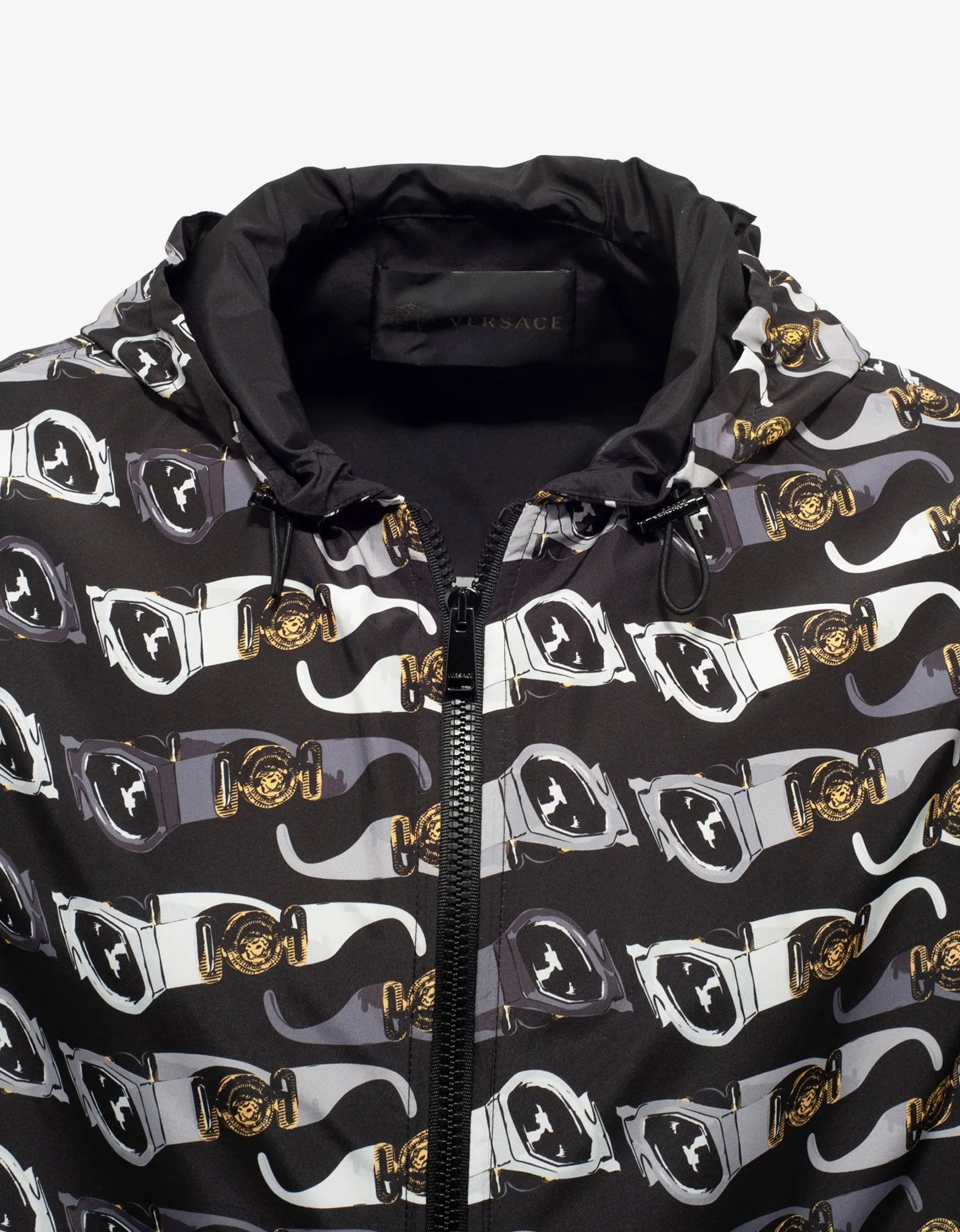 Black Biggie Sunglasses Print Windbreaker -