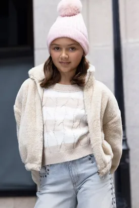 Blouson en peluche avec fermeture à glissière pour fille