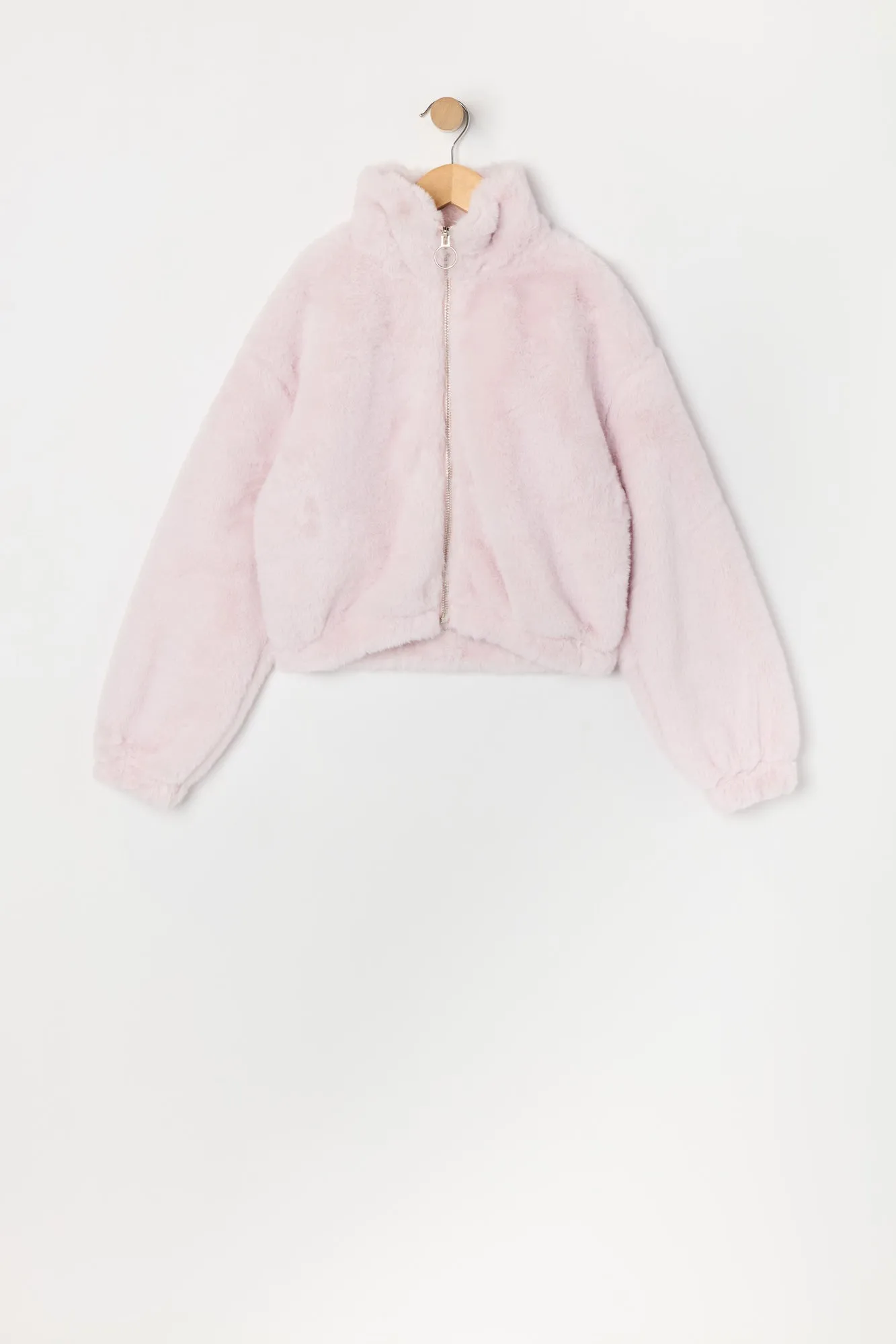 Blouson en peluche avec fermeture à glissière pour fille