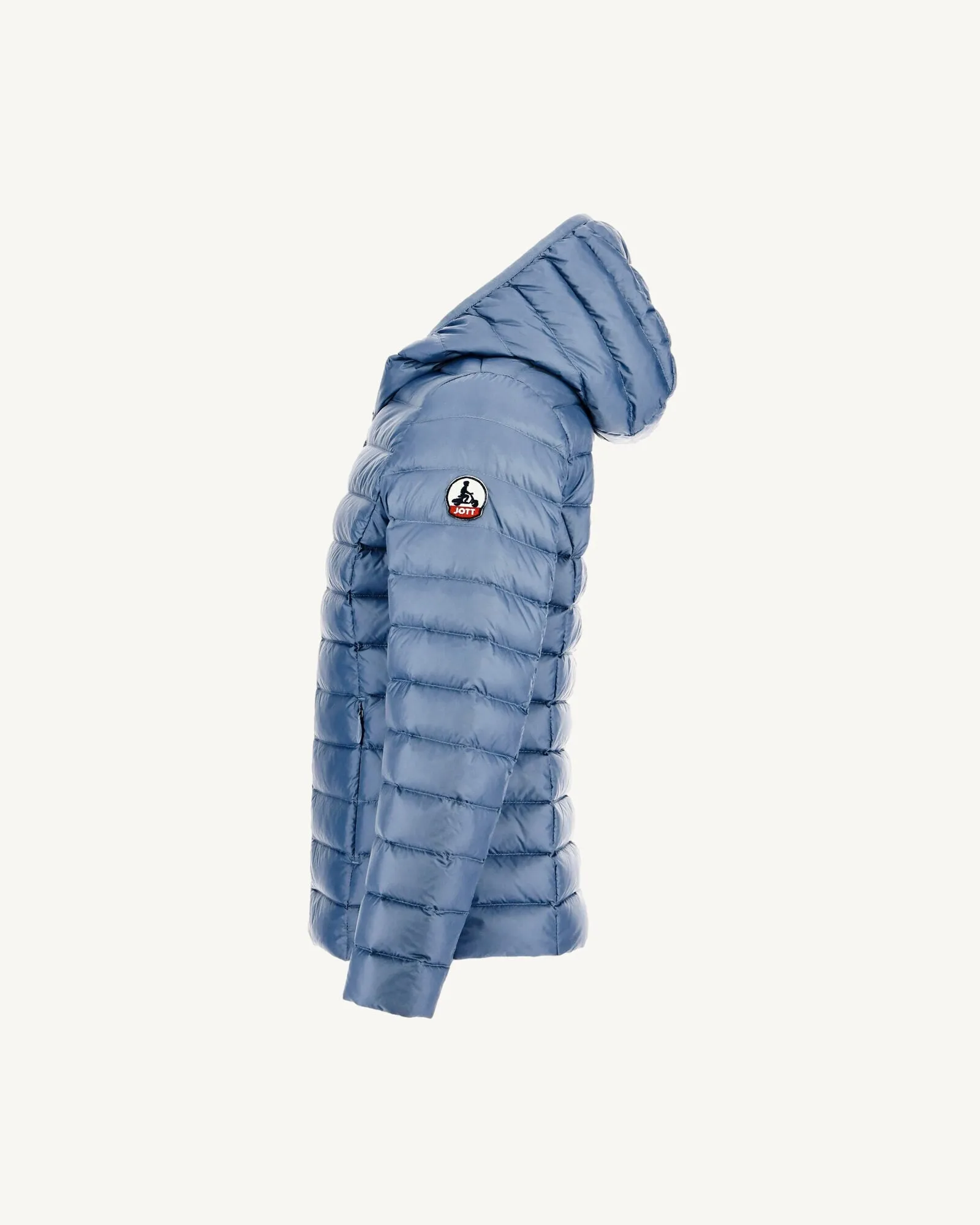 Blue washed Carla kid's lightweight hooded puffer jacket