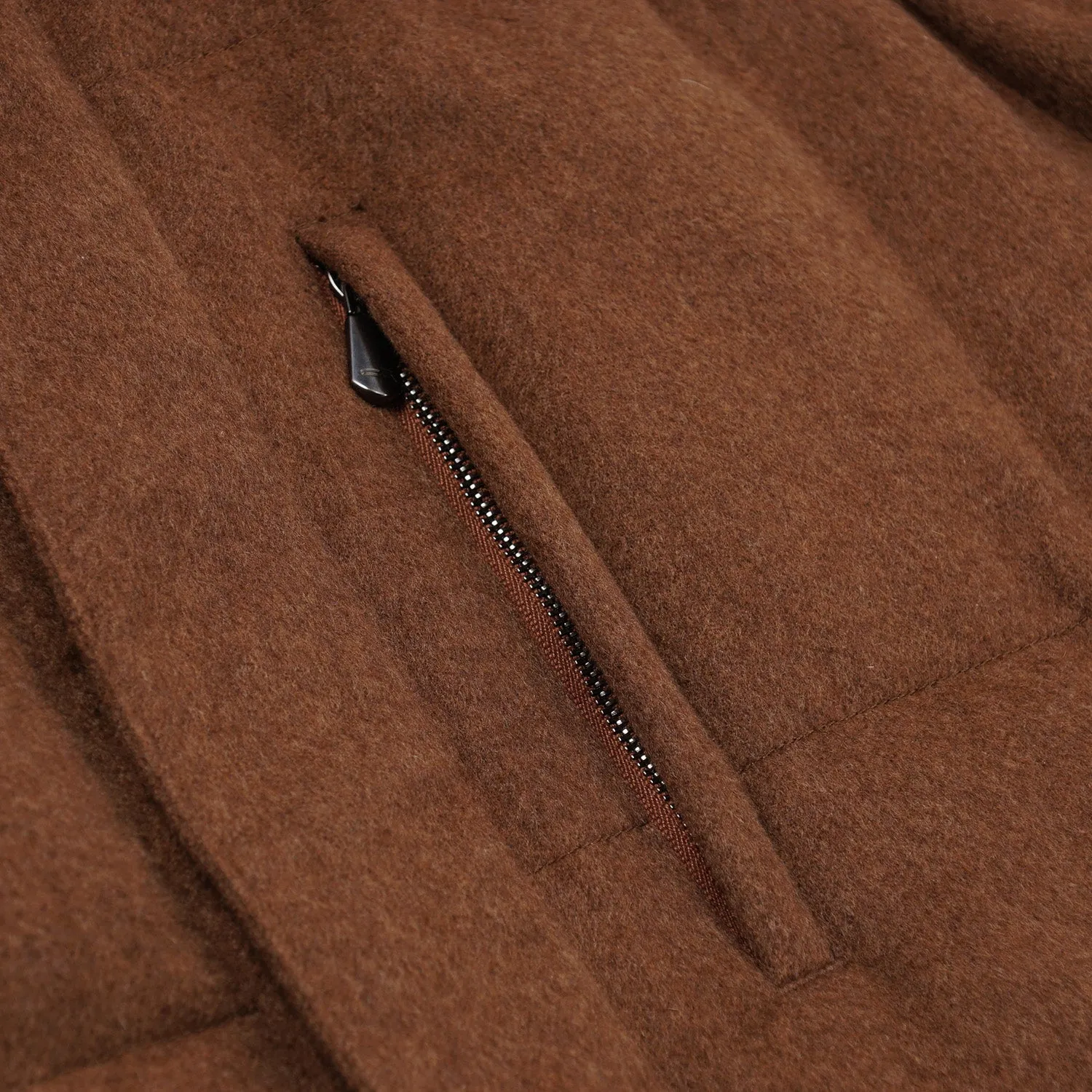 Cesare Attolini Down-Filled Cashmere Coat with Fur Collar