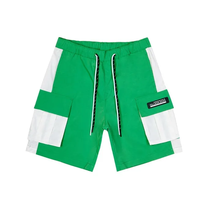 Color block Utility Windbreaker Shorts - Green Grass