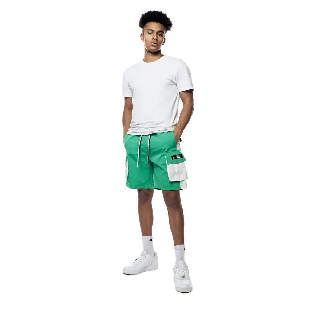 Color block Utility Windbreaker Shorts - Green Grass