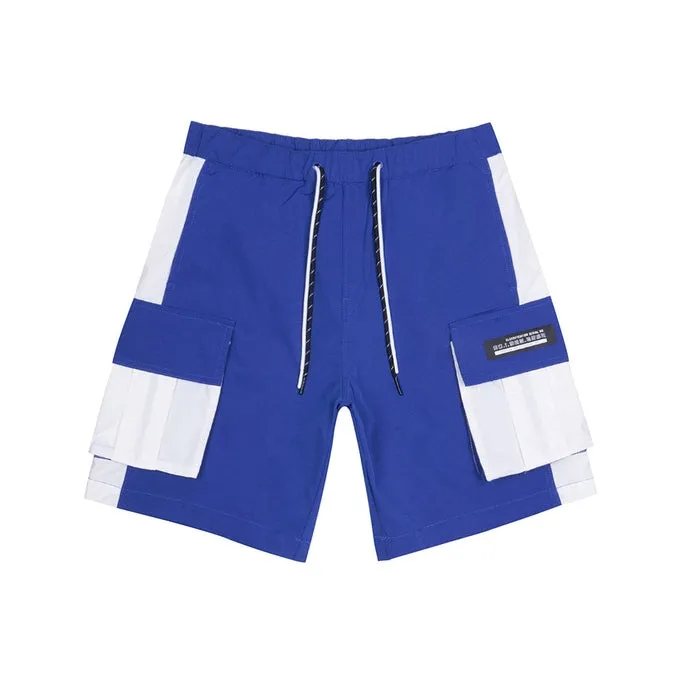 Color block Utility Windbreaker Shorts - Royal Blue