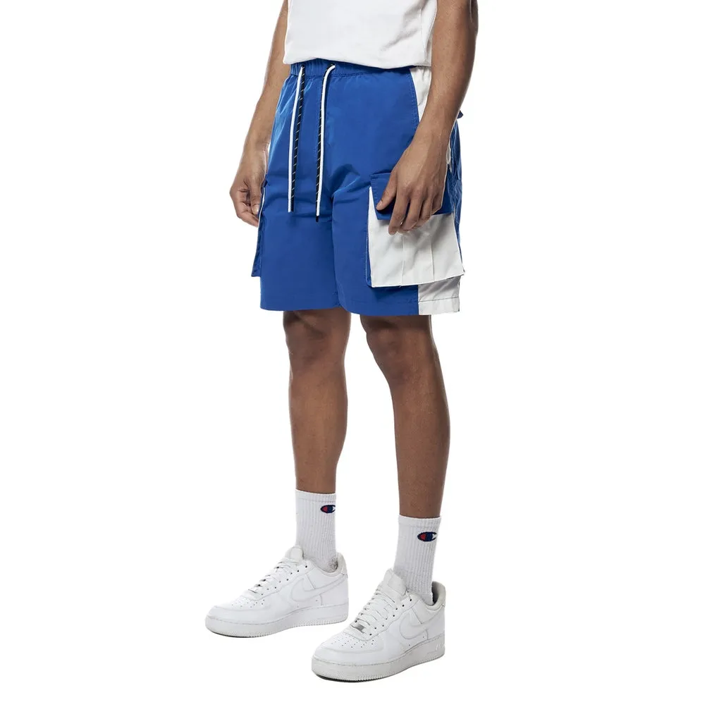 Color block Utility Windbreaker Shorts - Royal Blue