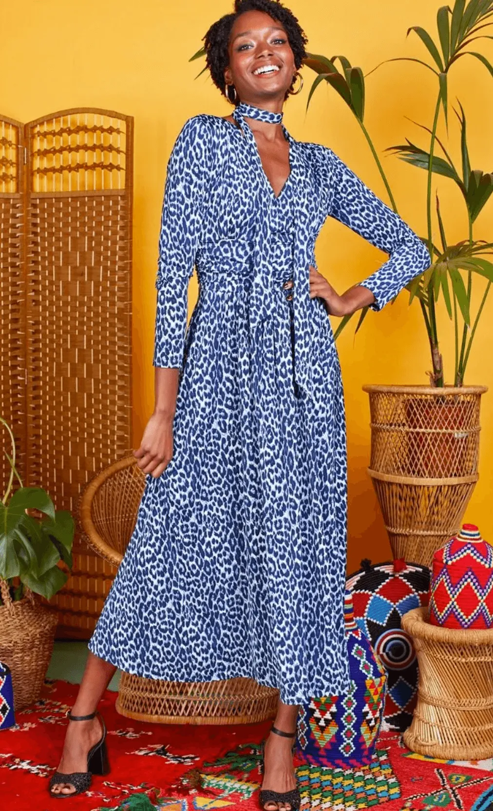 Crawford Navy Leopard Maxi Dress