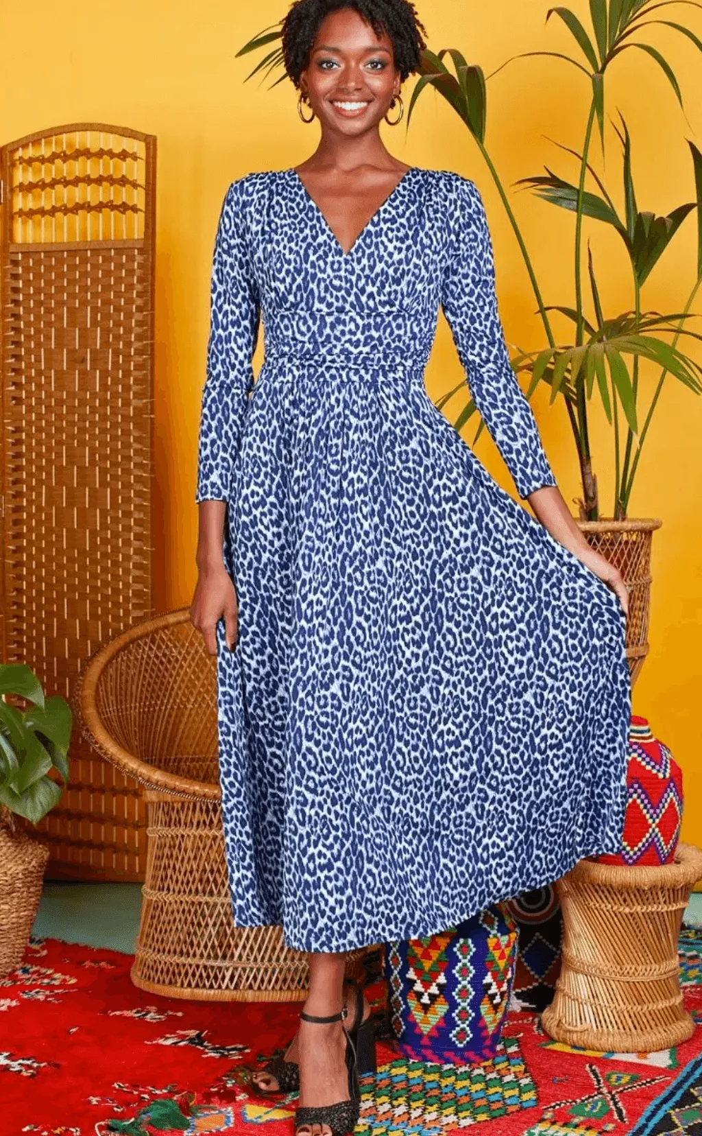 Crawford Navy Leopard Maxi Dress