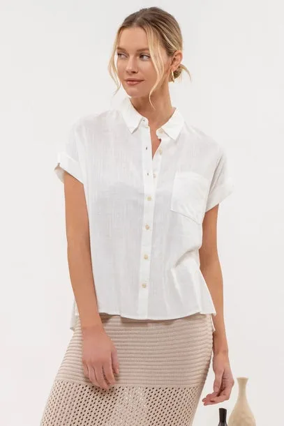 Crystal Short Sleeve Linen Top