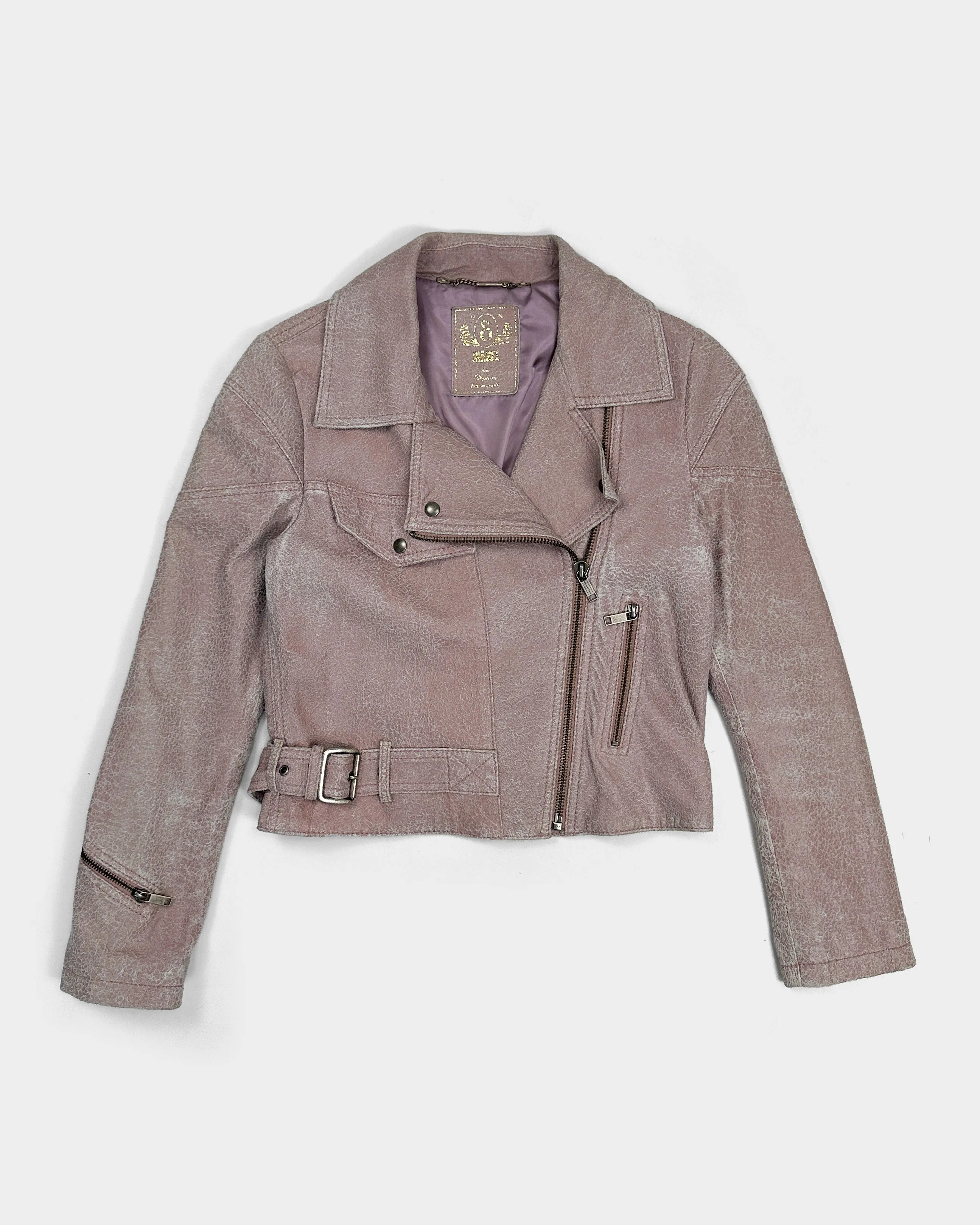 Diesel Distressed Pink Leather Copped Jacket 1990's