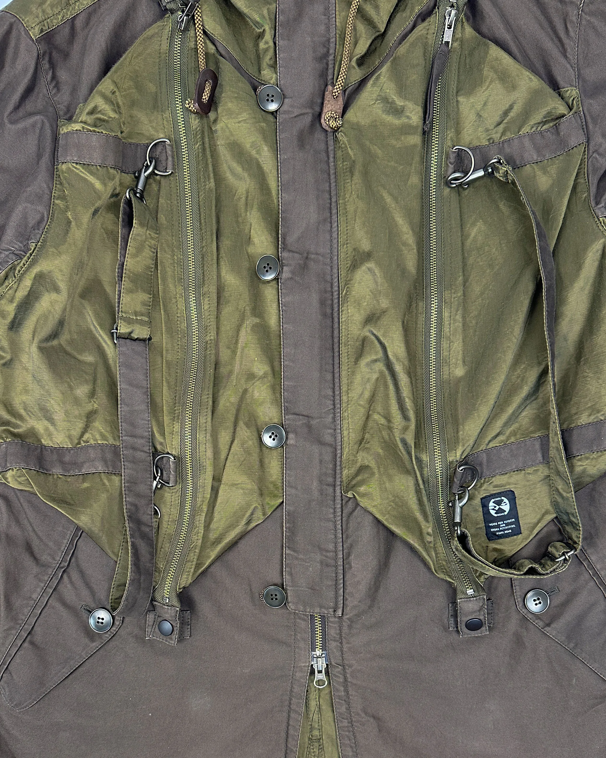 Final Home By Kosuke Tsumura Green & Brown Parachute Tactical Jacket 2000's