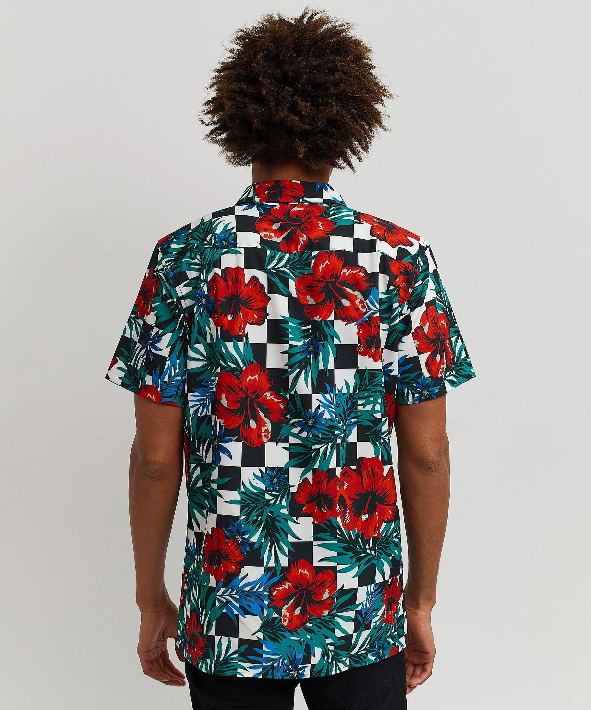 Floral Check Print Short Sleeve Shirt