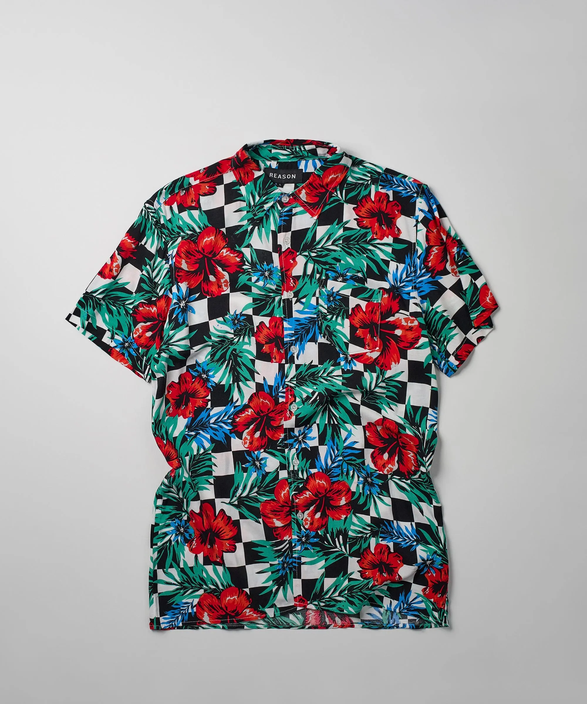 Floral Check Print Short Sleeve Shirt