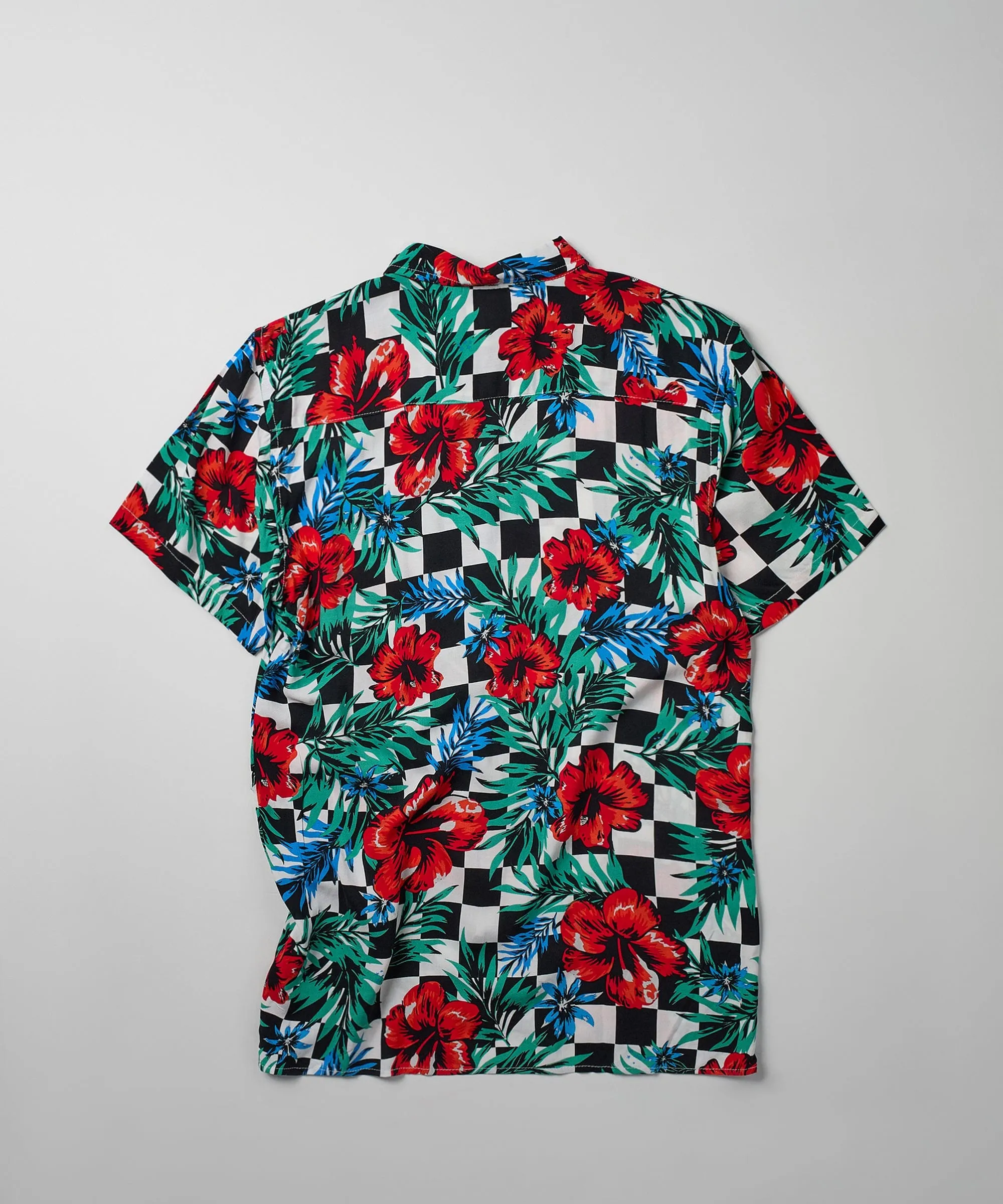 Floral Check Print Short Sleeve Shirt