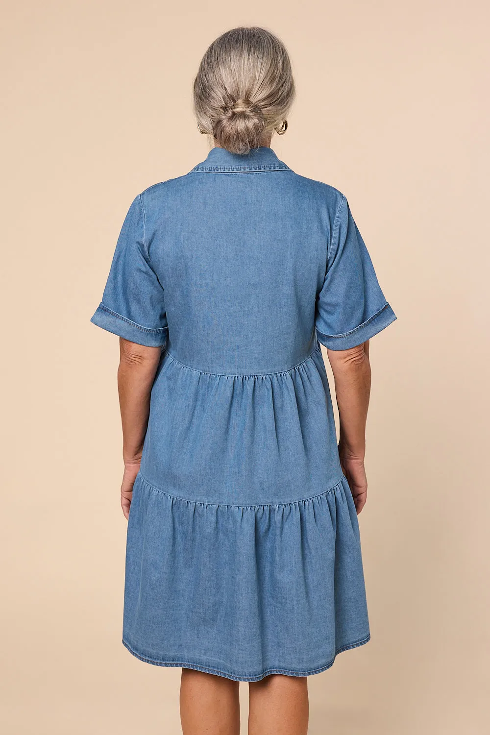 Ginette Chambray Dress in Light Wash