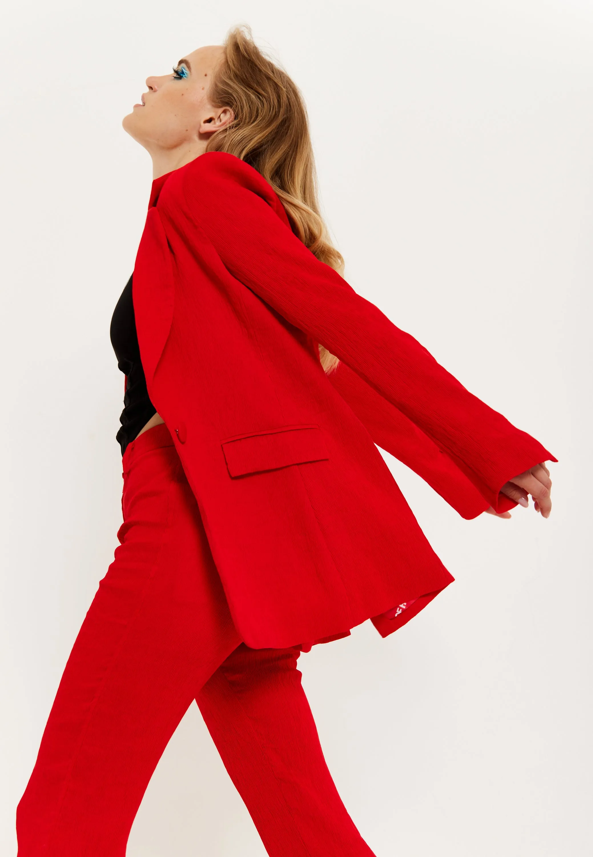 House of Holland Red Block Colour Pleat Blazer