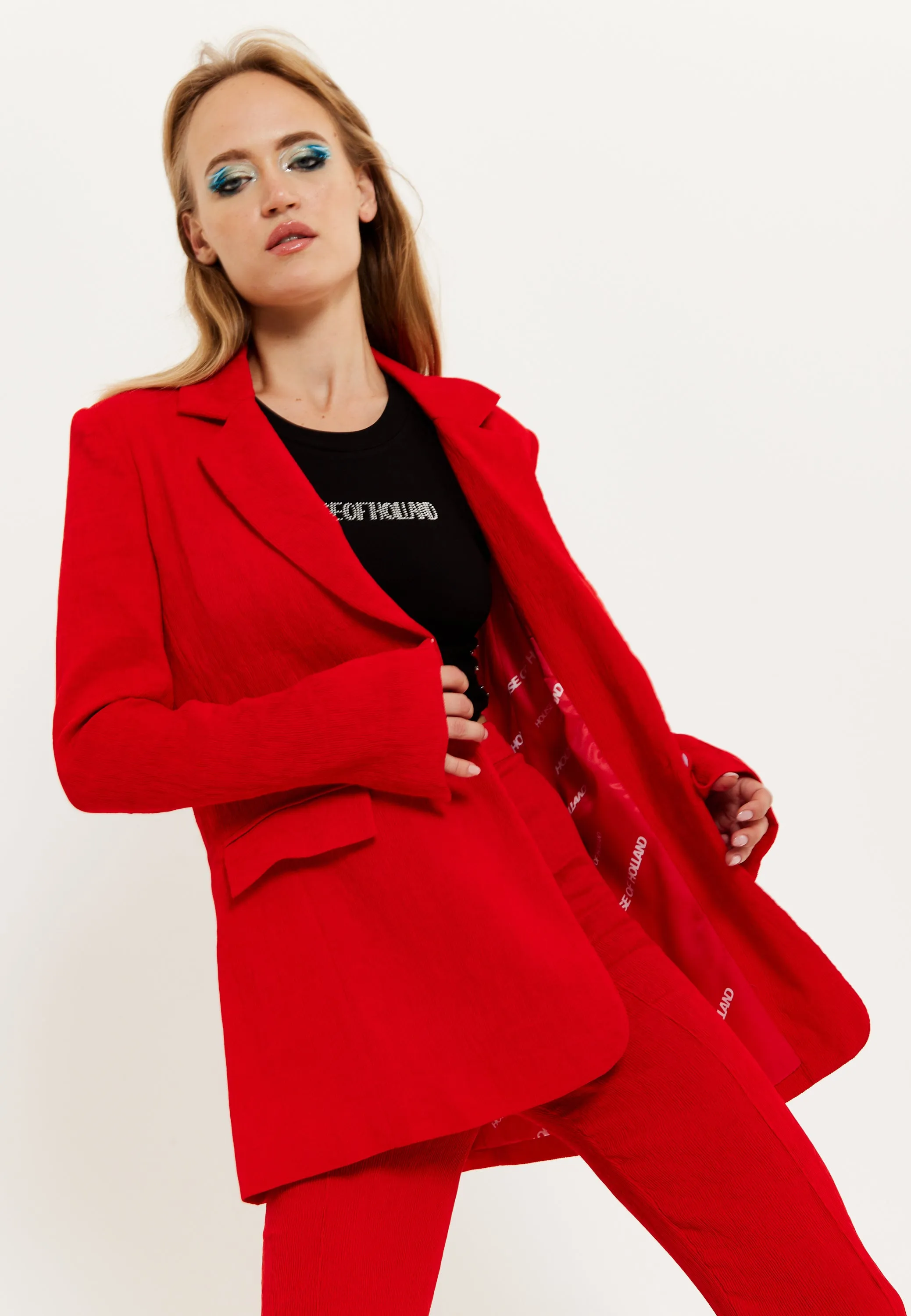 House of Holland Red Block Colour Pleat Blazer