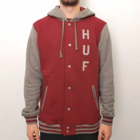 HUF CAMPUS SNAP FRONT JACKET - MAROON