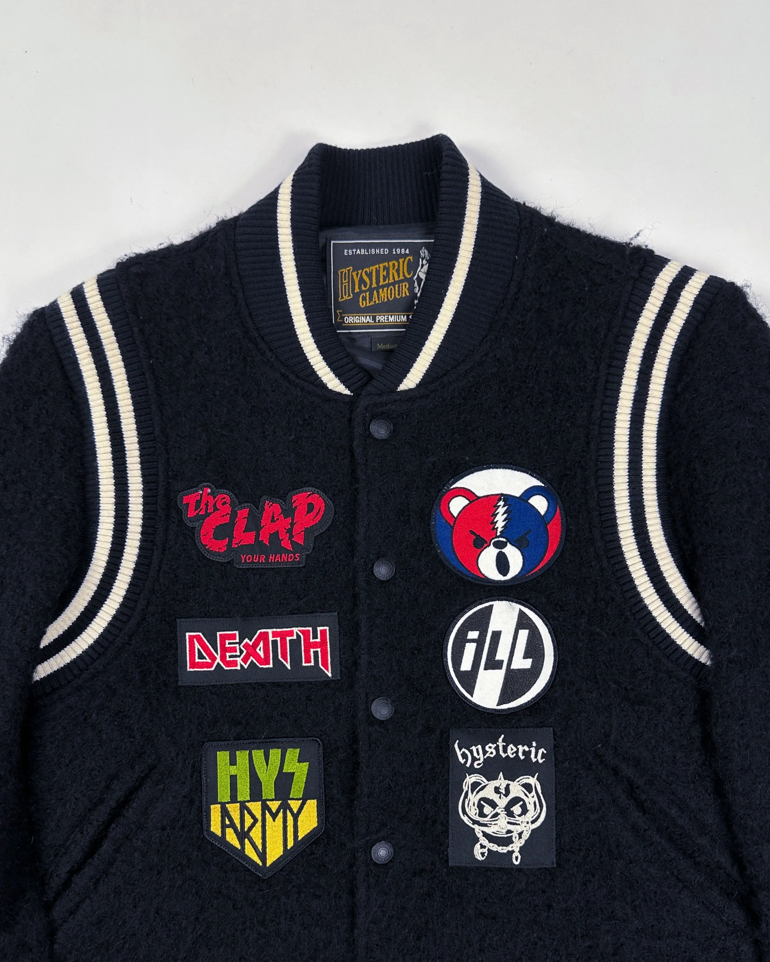 Hysteric Glamour Patched Black Varsity Jacket 2000's