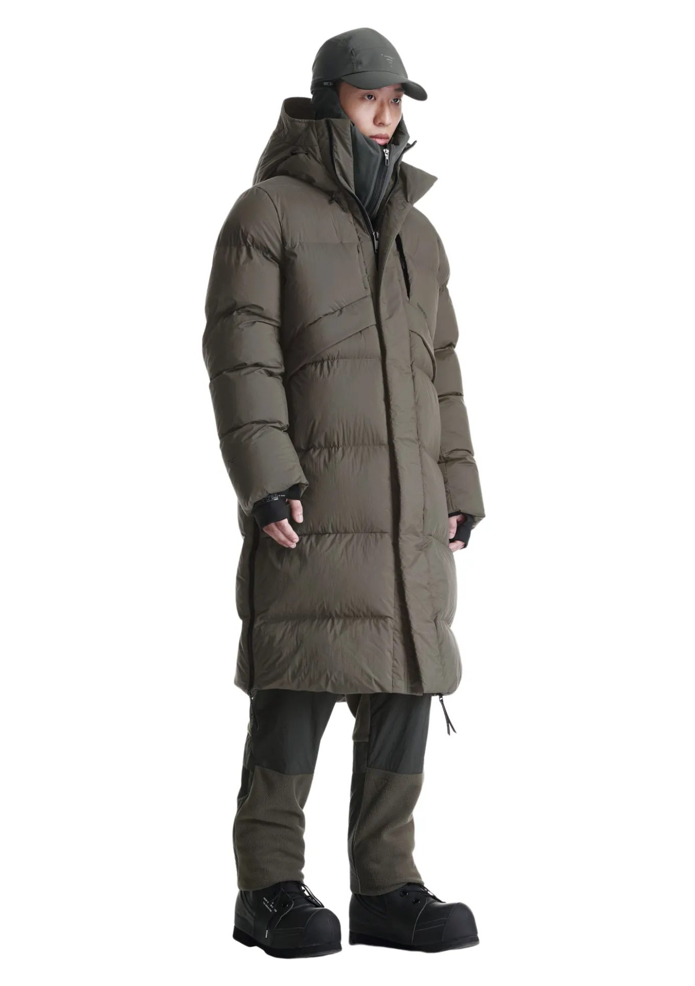 Krakatau Quilted Long Parka Coat (Taupe)