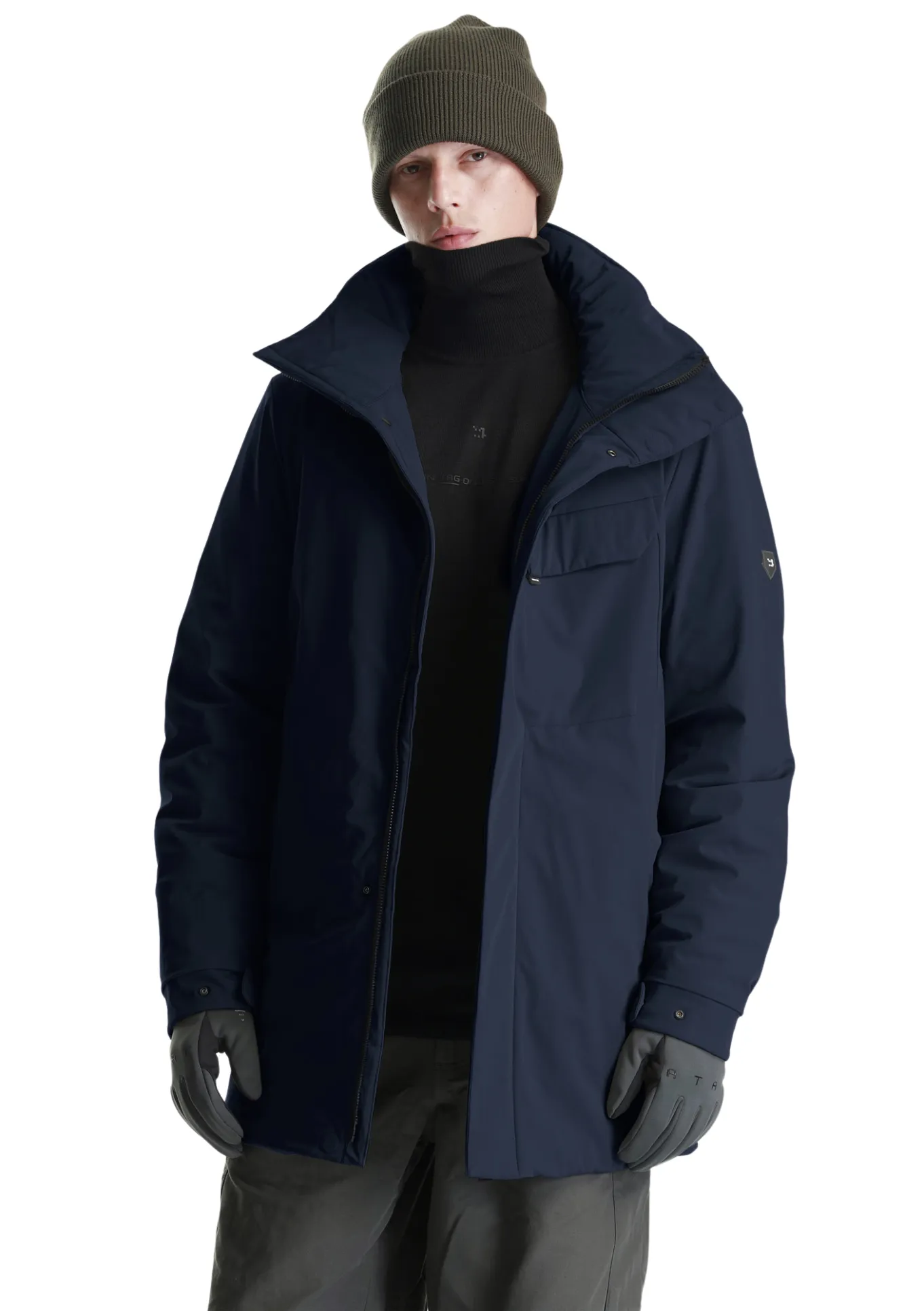 Krakatau Waterproof Tech Touch Stretch Parka Coat (Navy)