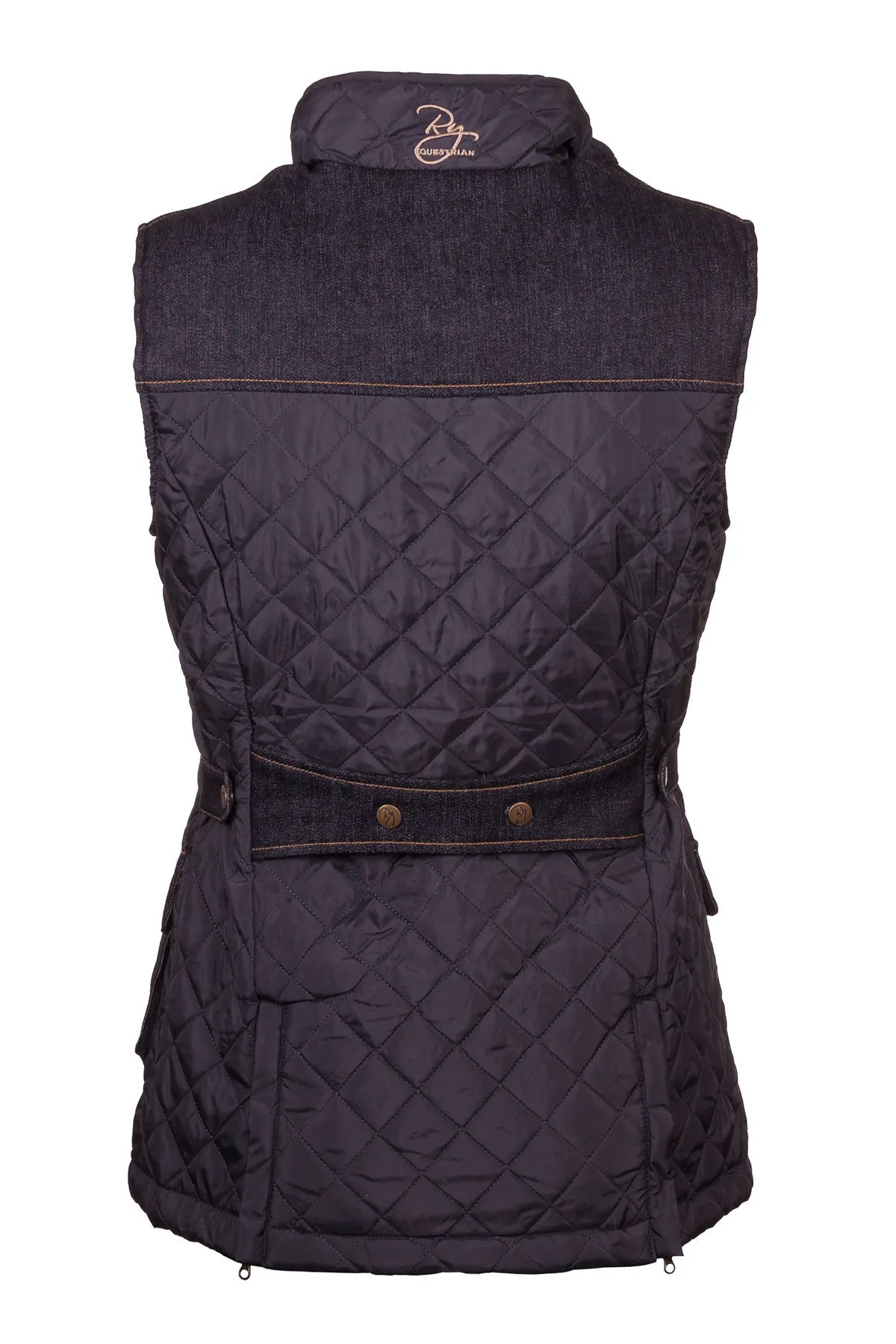 Ladies Denim Trim Quilted Waistcoat