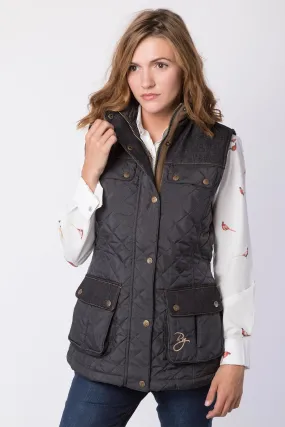 Ladies Denim Trim Quilted Waistcoat