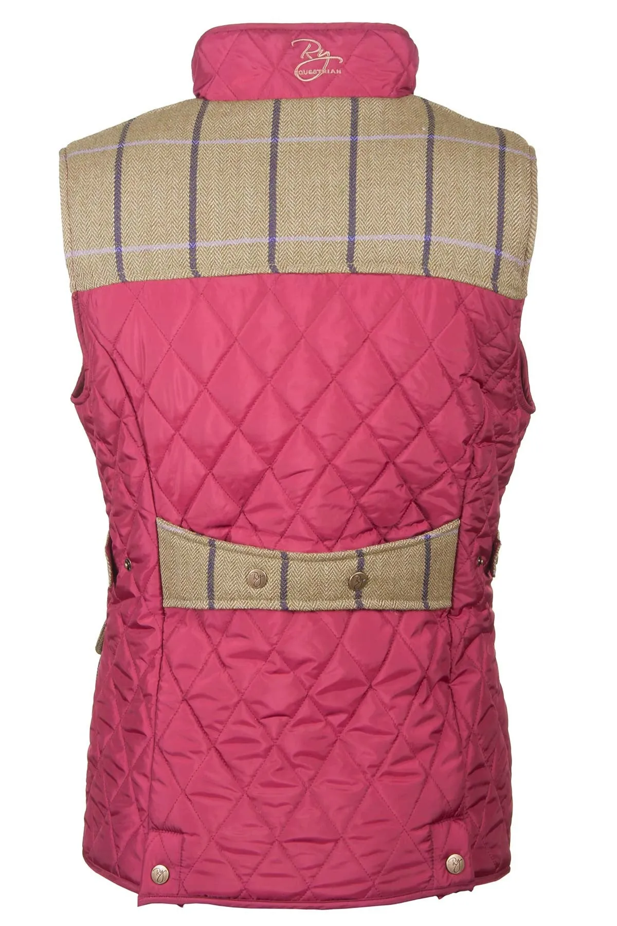 Ladies Tweed Trim Quilted Biker Babe Waistcoat