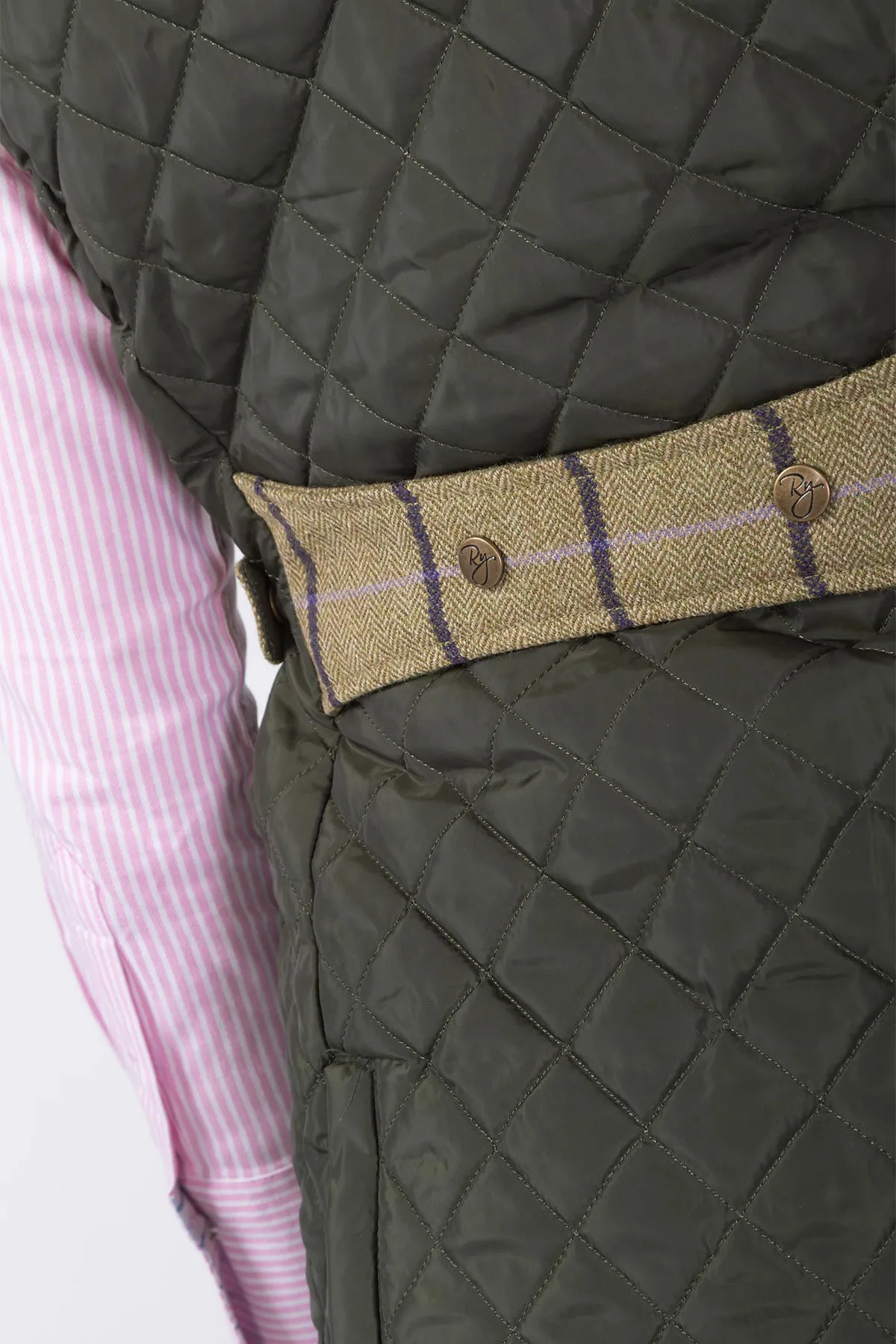 Ladies Tweed Trim Quilted Waistcoat