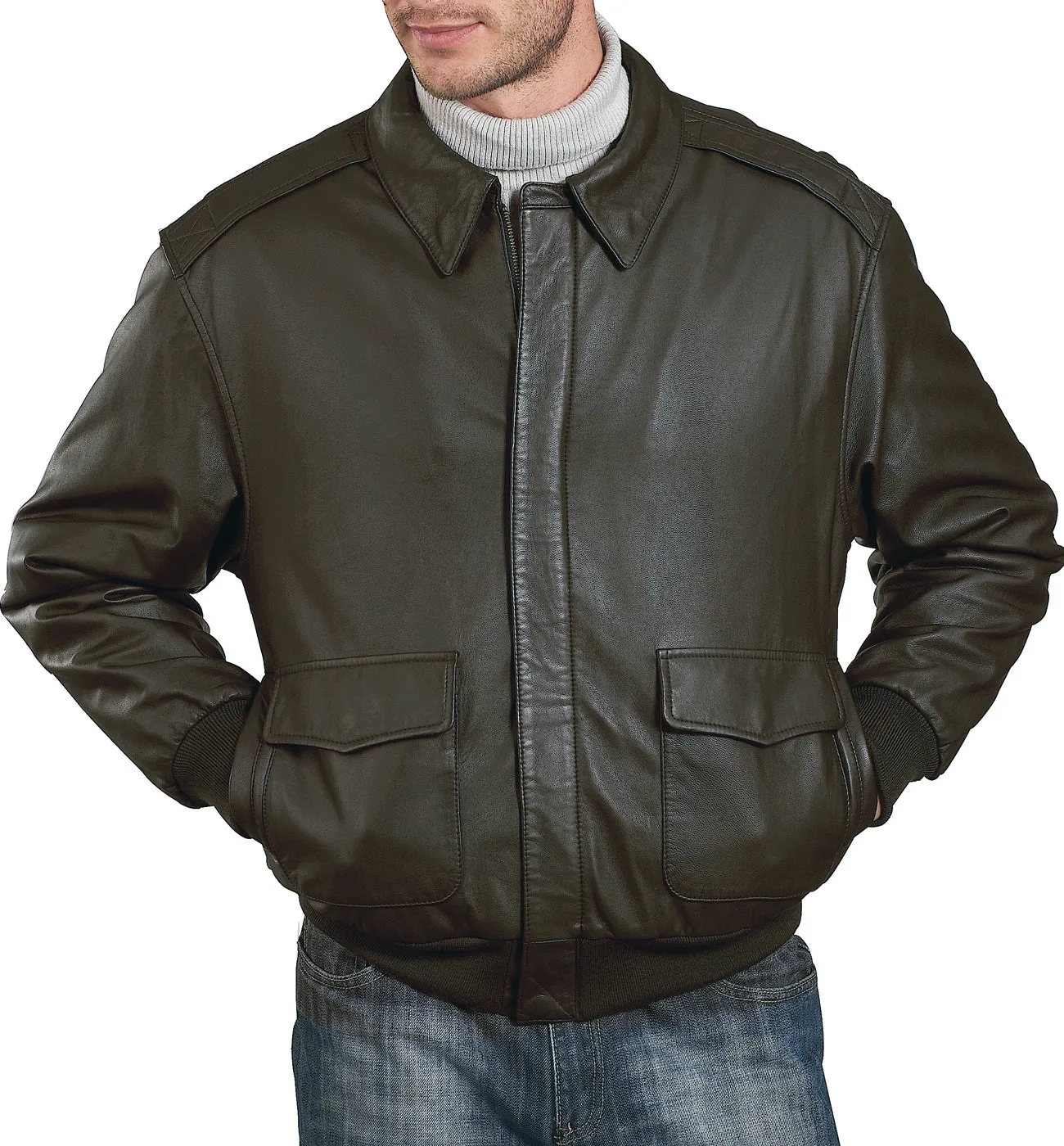 Landing Leathers Air Force Men A-2 Goatskin Leather Flight Bomber Jacket