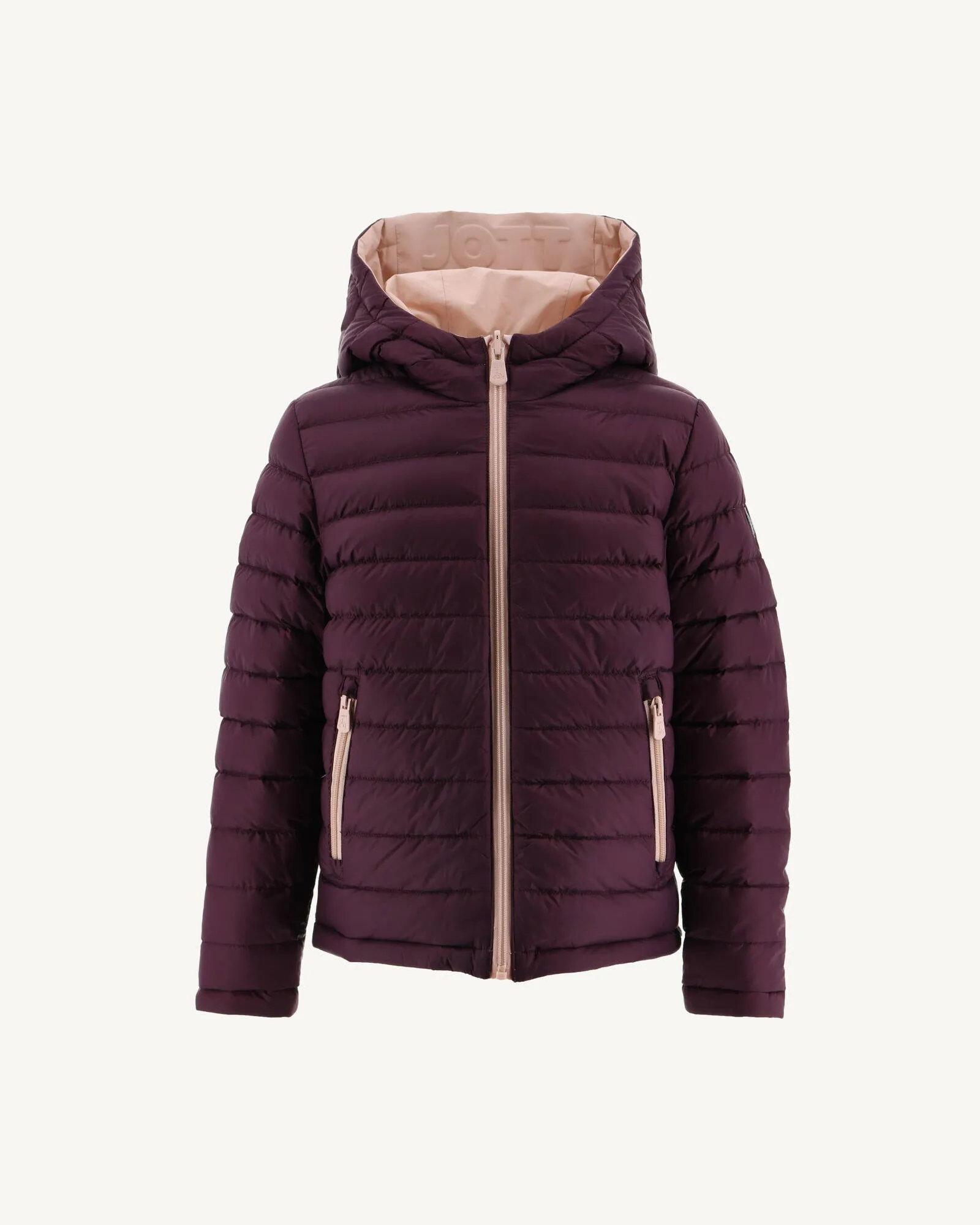 Light Pink/Aubergine Reversible Hooded Down Jacket Zurich